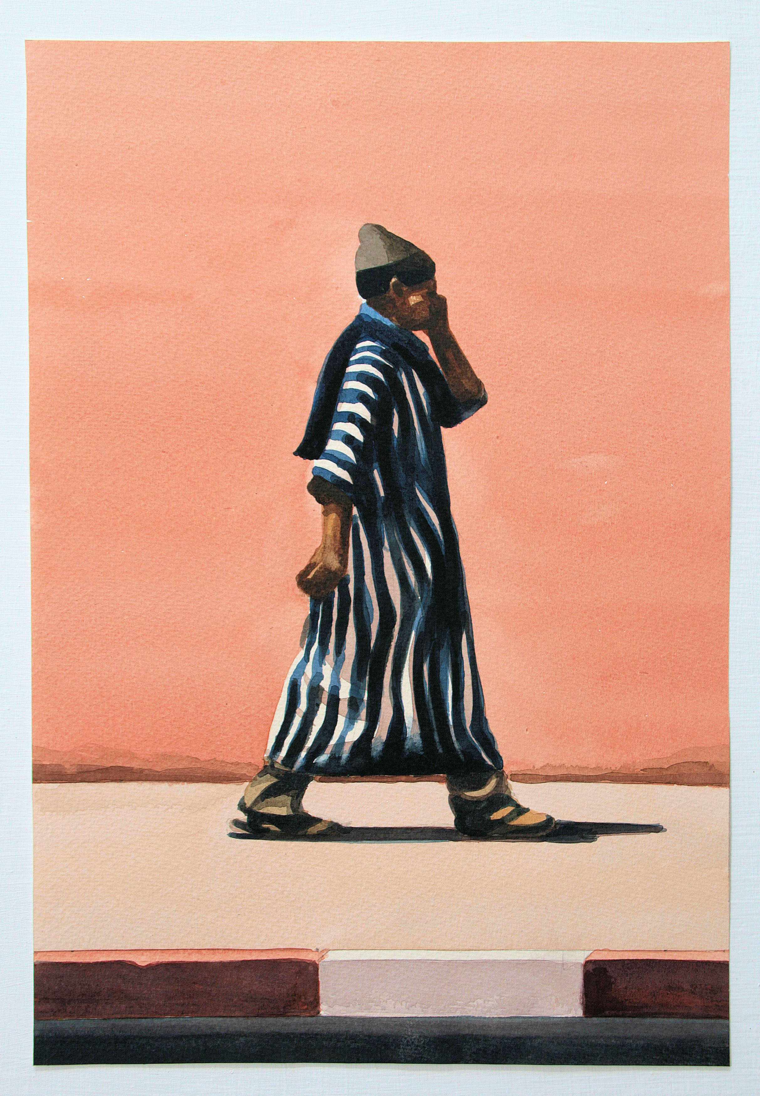 Man in Striped Jelaba, Zagora by Mattijs van den
                Bosch